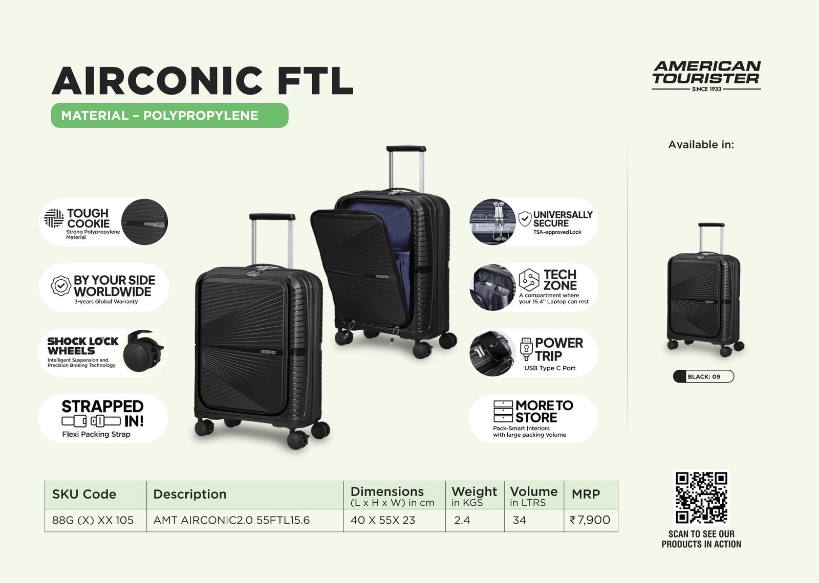 American Tourister Airconic FTL Mobile Office Laptop Overnighter Travel Bag