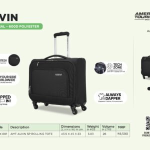 American Tourister Alvin Overnighter Laptop Rolling Tote Bag