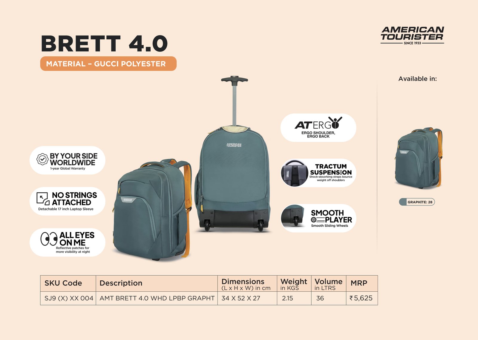 American Tourister Brett 4.0 Wheeled Laptop Backpack