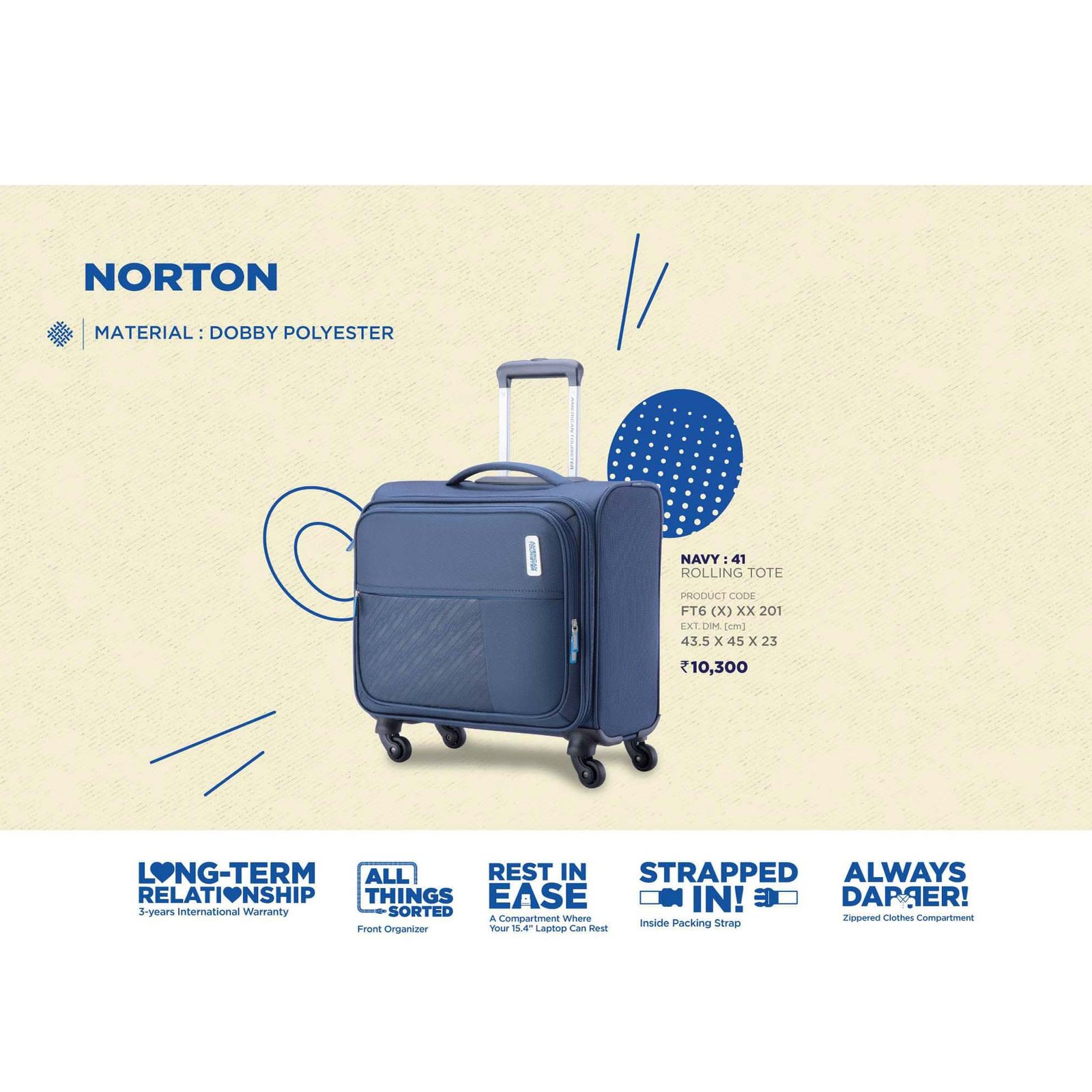 American Tourister Norton Overnighter Laptop Rolling Tote Bag