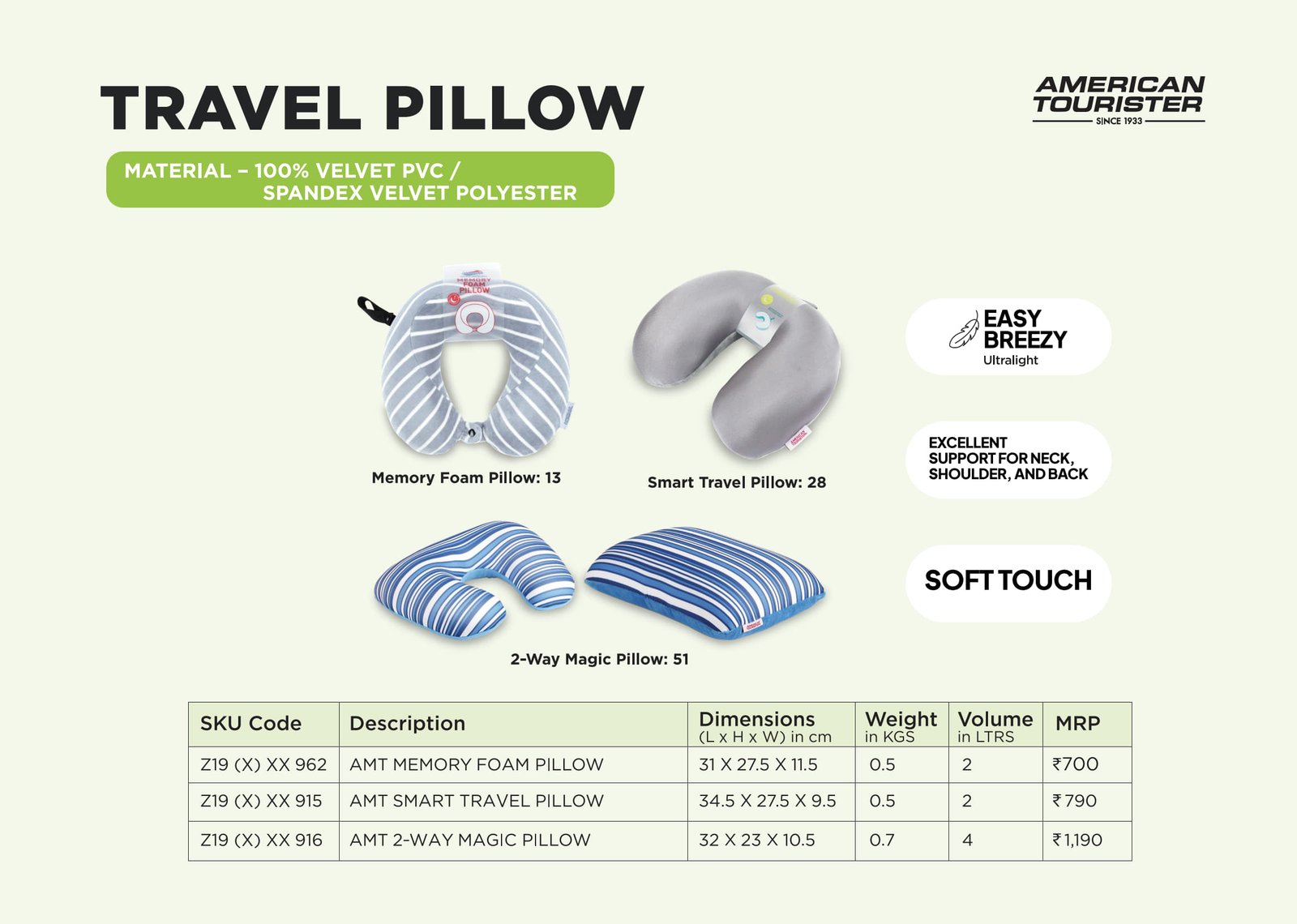 American Tourister Travel Pillow