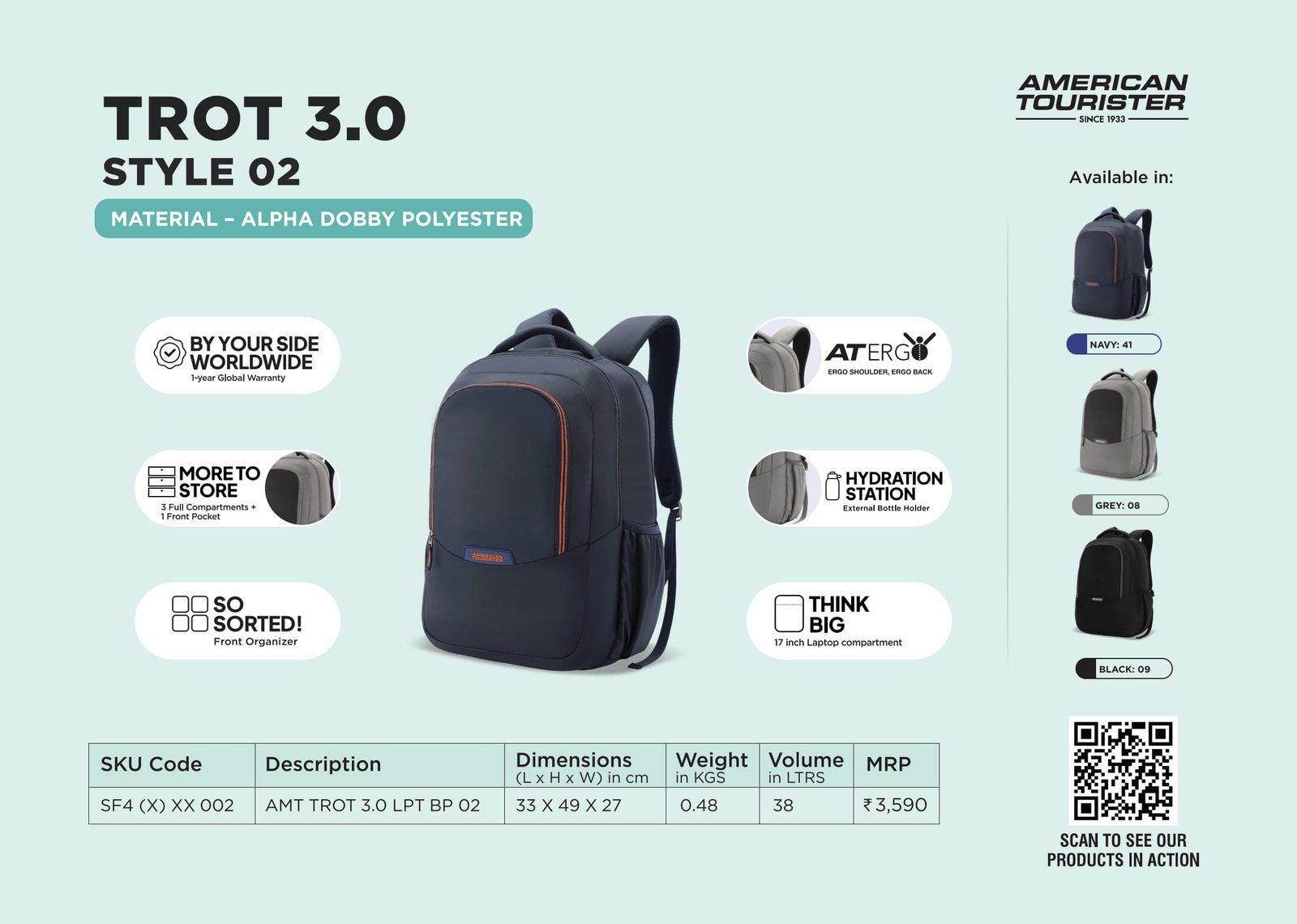 American Tourister Trot 03 Style 02 Laptop Backpack