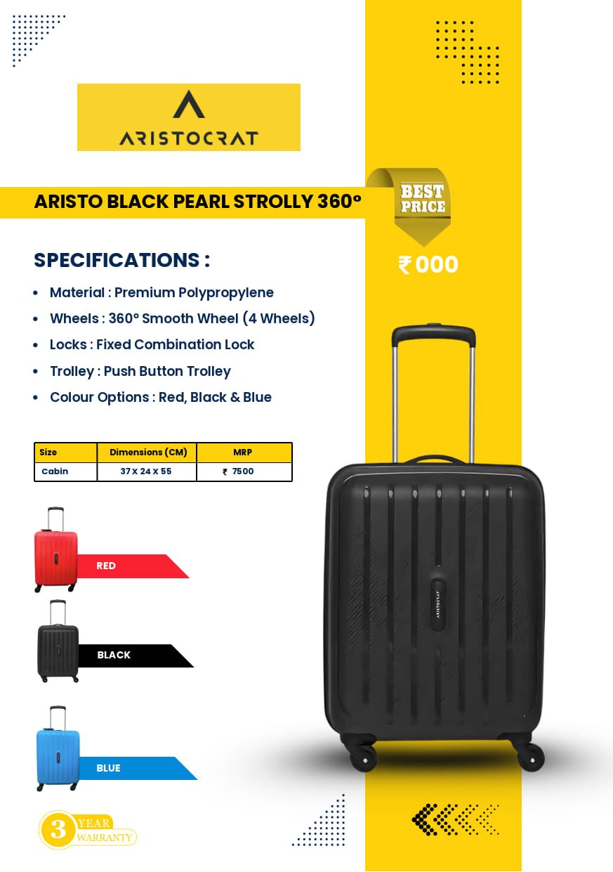 Aristocrat Black Pearl Hard Luggage Bag