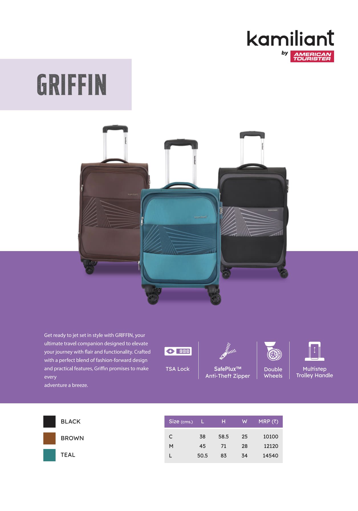 Kamiliant Griffin Soft Luggage Bag Catalog