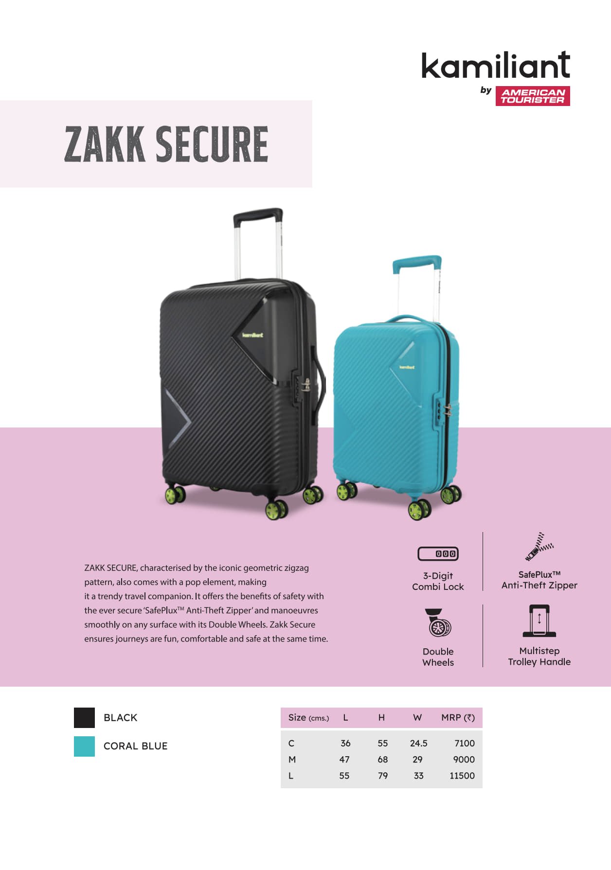 Kamiliant Zakk Secure Hard Luggage Bag Catalog