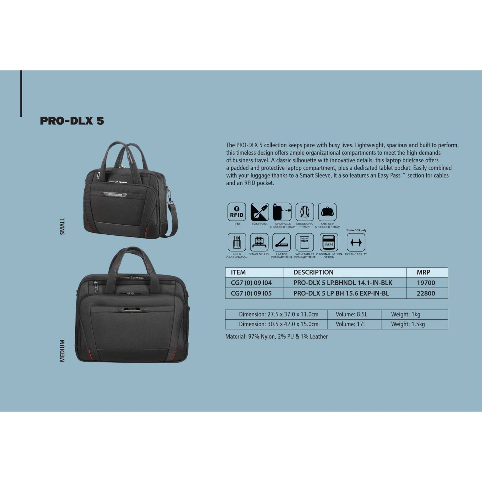 Samsonite Pro-Dlx 5 Bailhandle Expandable Laptop Briefcase Catalog 2023