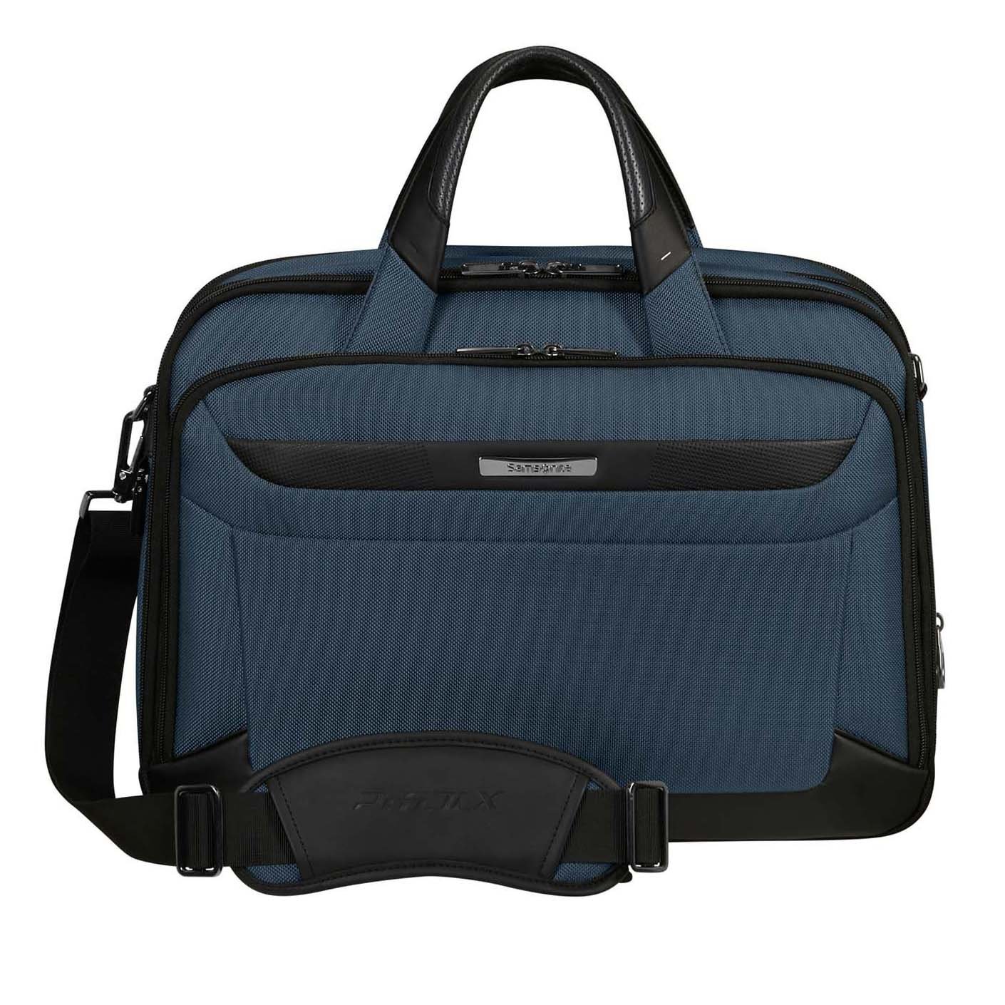 Samsonite Pro-Dlx 6 Bailhandle Expandable Blue Laptop Briefcase