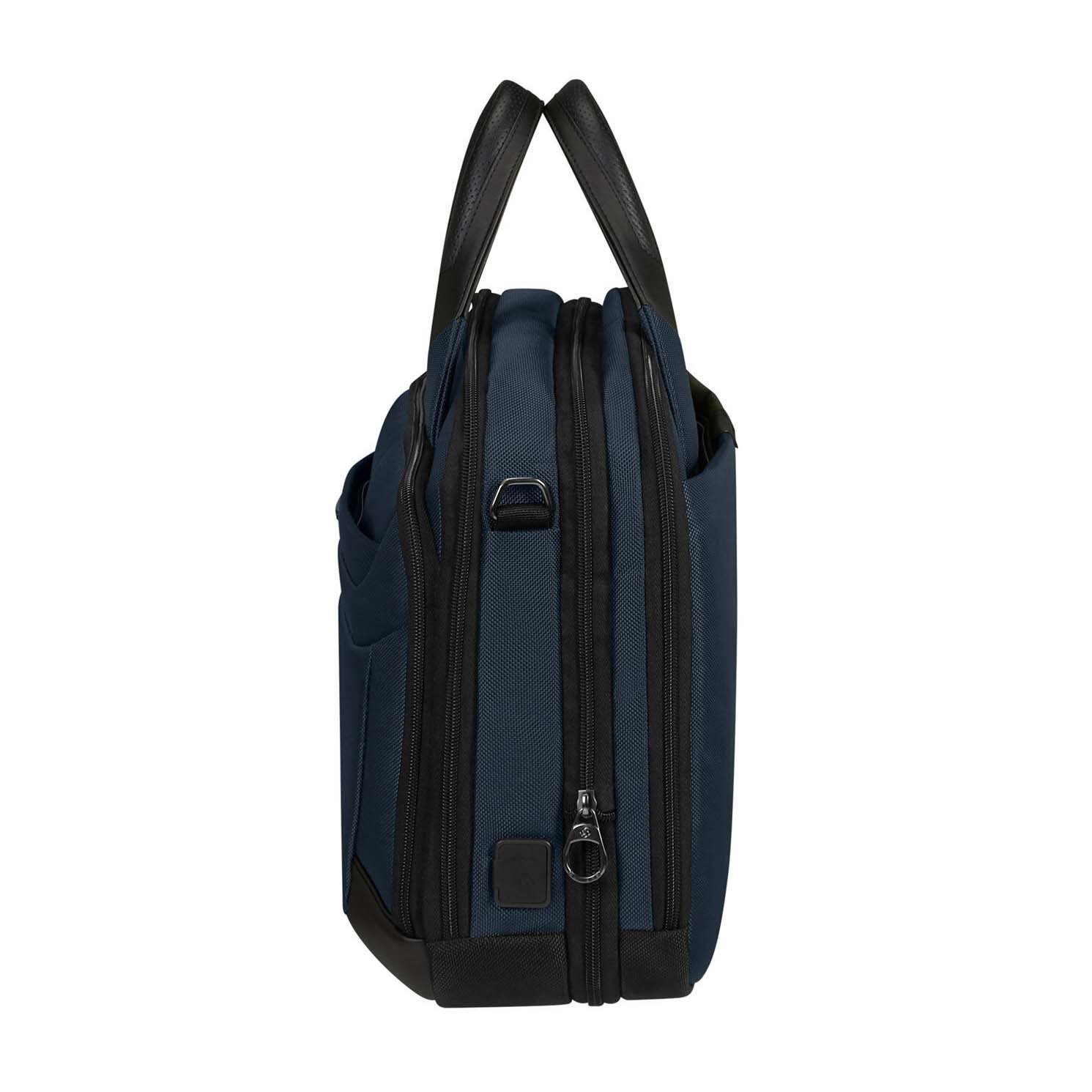 Samsonite Pro-Dlx 6 Bailhandle Expandable Blue Laptop Briefcase