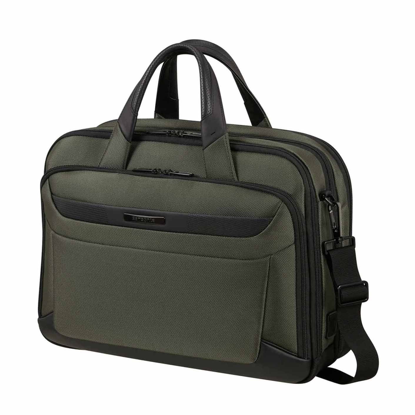 Samsonite Pro-Dlx 6 Bailhandle Expandable Green Laptop Briefcase