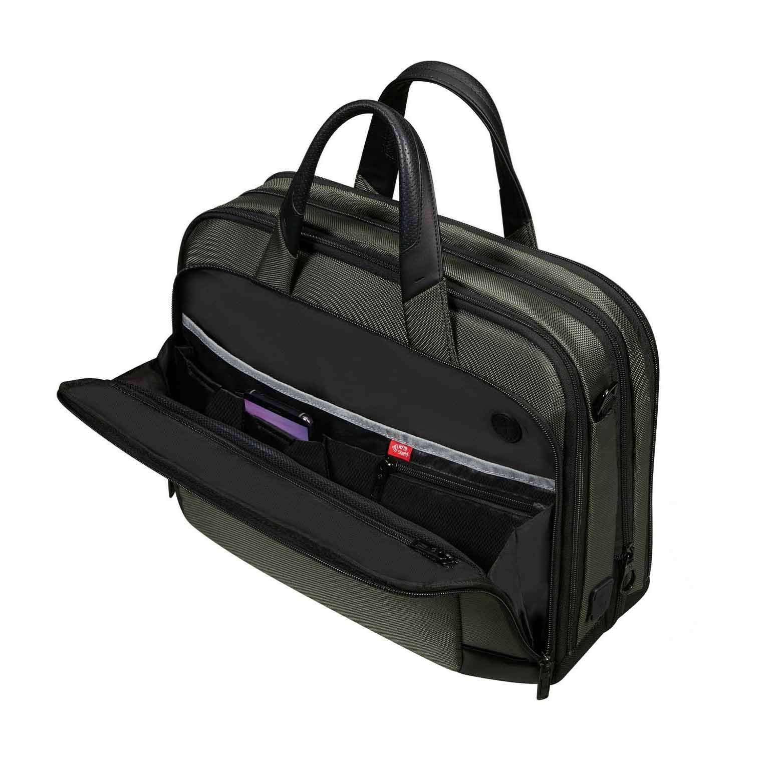 Samsonite Pro-Dlx 6 Bailhandle Expandable Green Laptop Briefcase