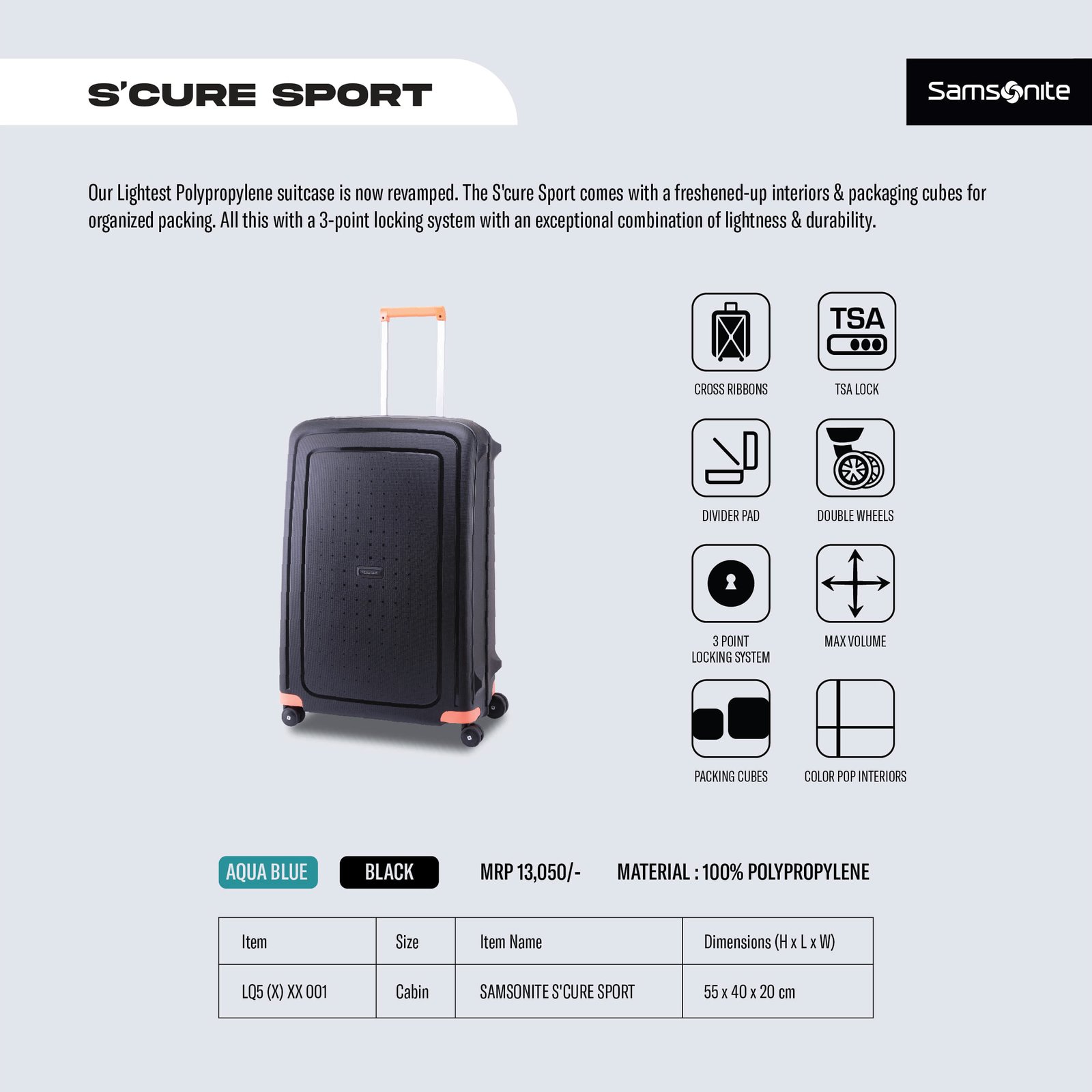 Samsonite Scure Sport Hard Luggage Bag Catalog 2023