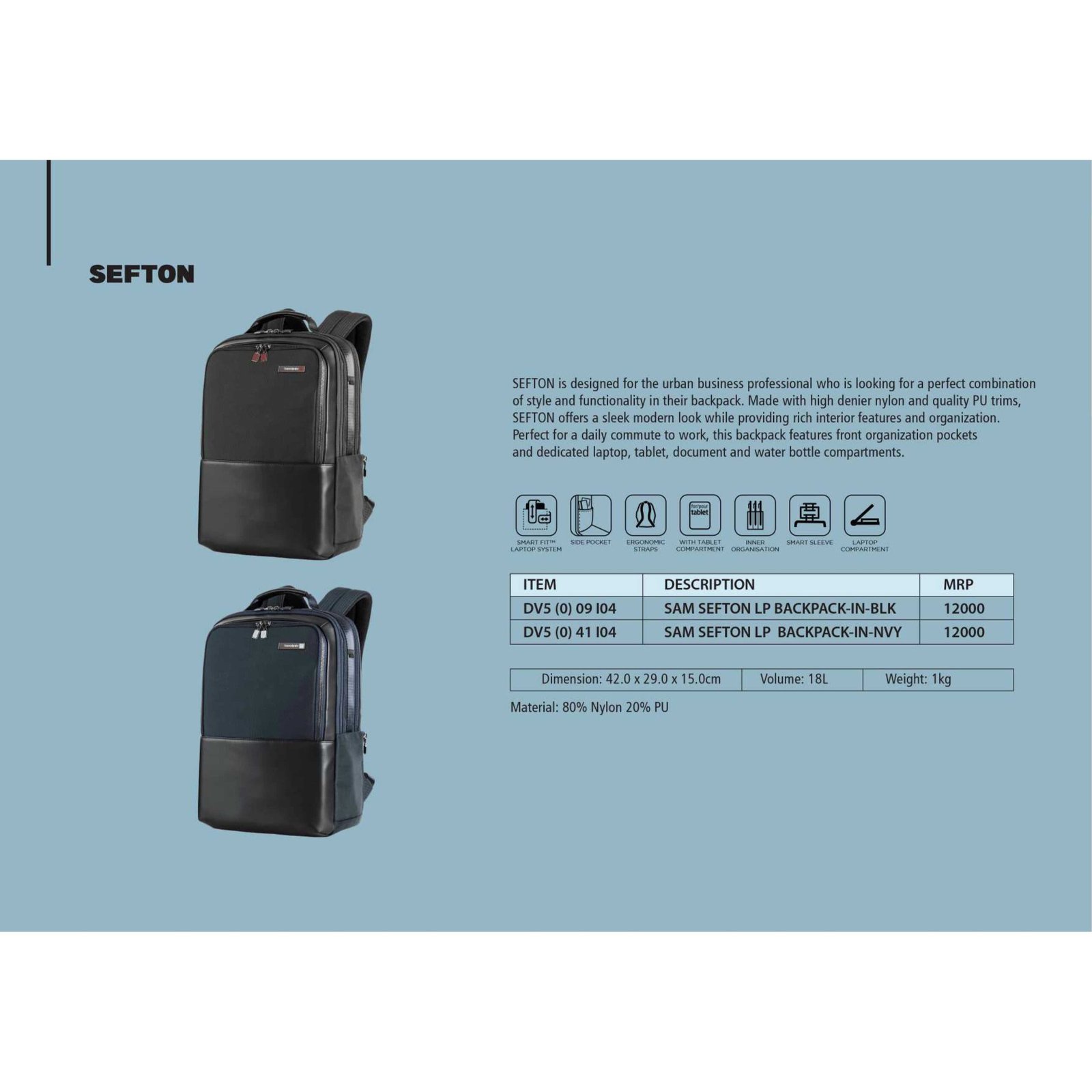 Samsonite Sefton TCP Laptop Backpack Catalog 2023