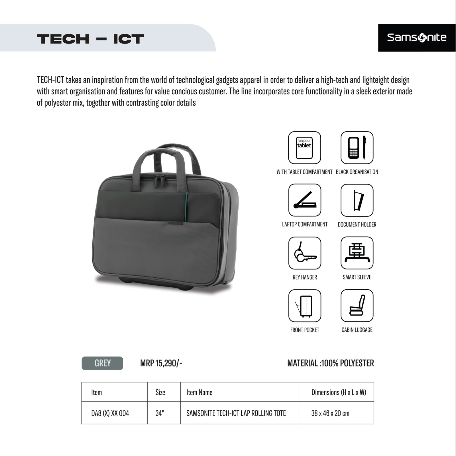 Samsonite Tech ICT Laptop Trolley Rolling Tote Catalog 2023
