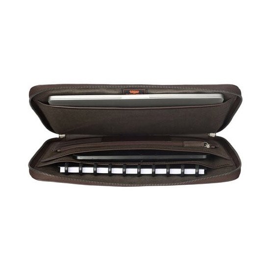 Samsonite Victor Dark Brown Leather Laptop Sleeve