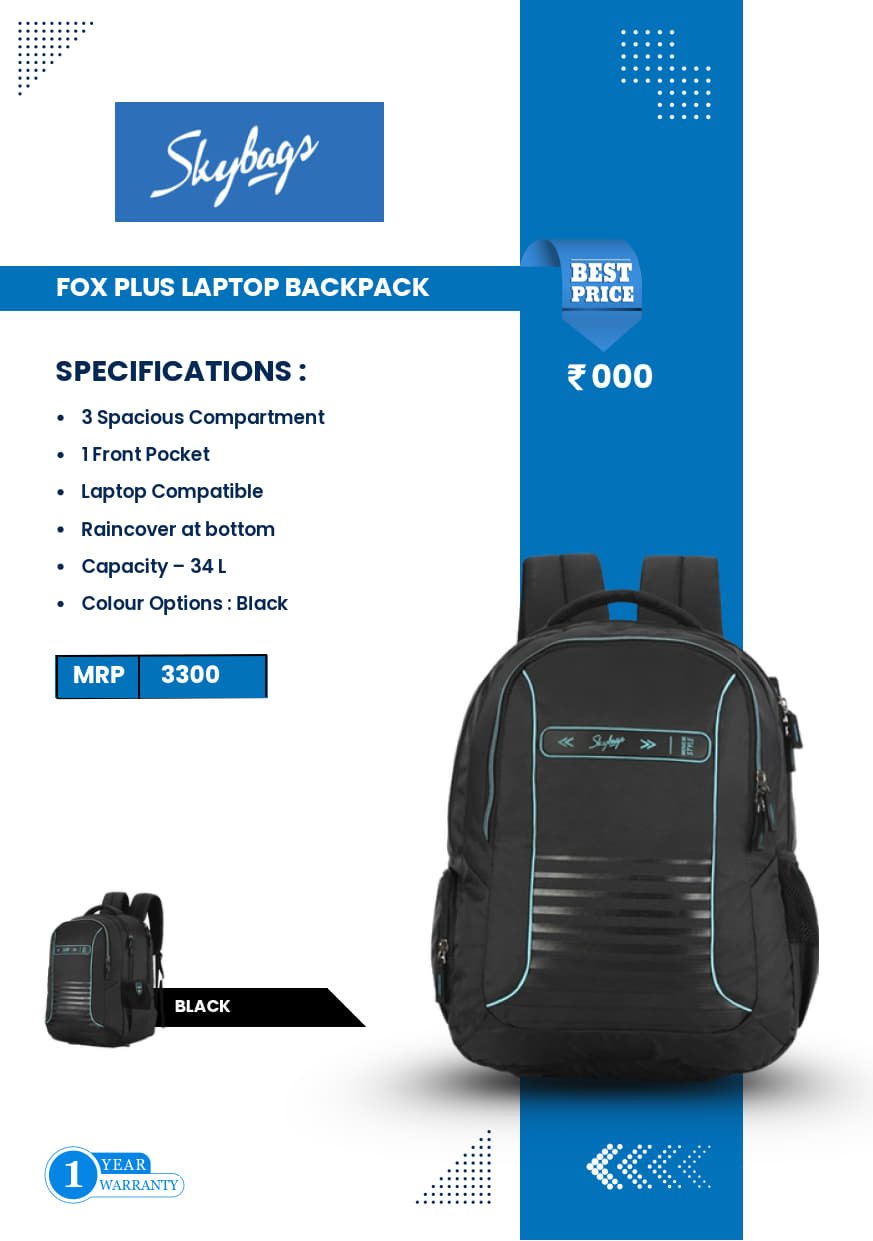 Skybags Fox Plus Laptop Backpack