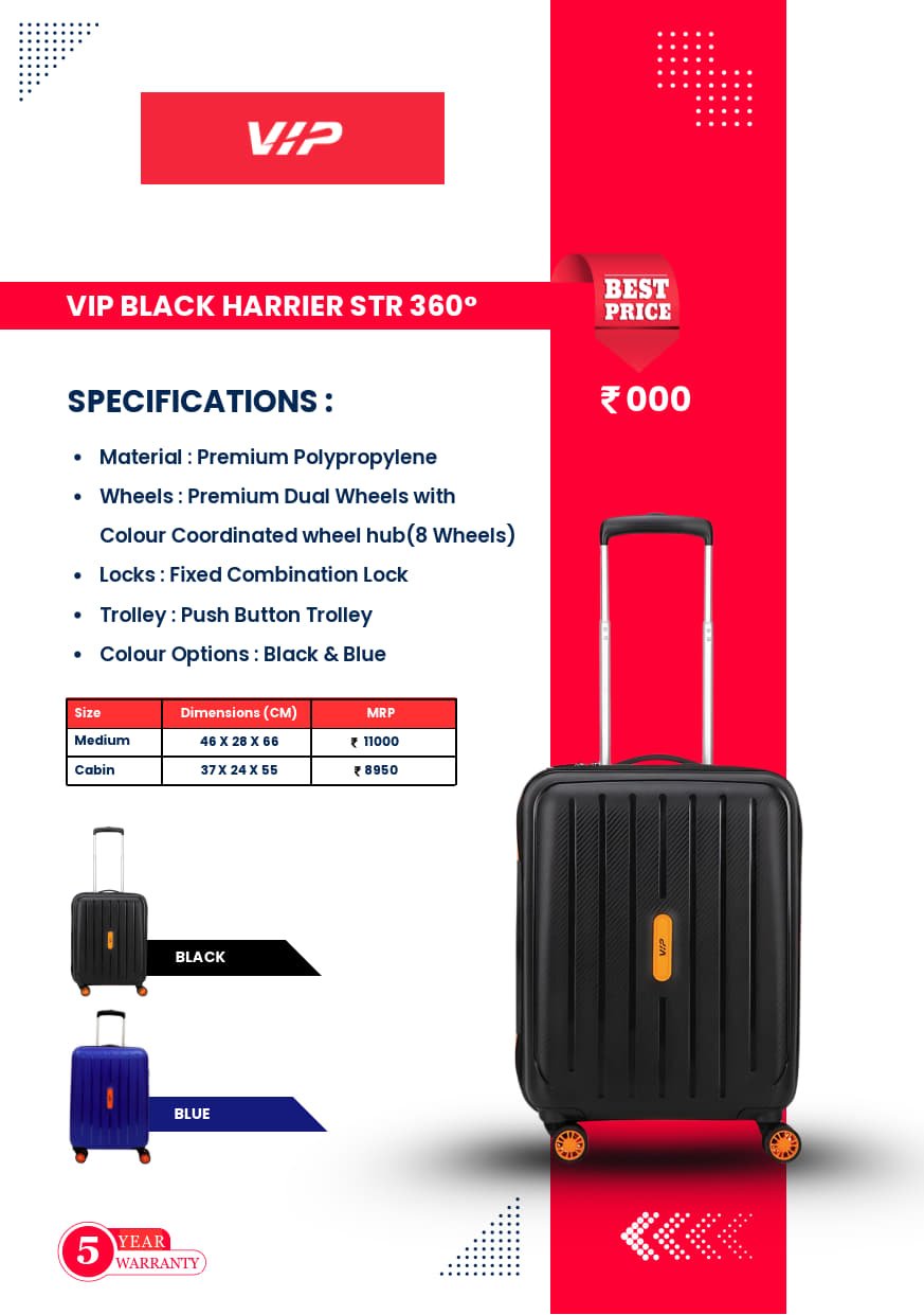 VIP Black Harrier Hard Luggage Bag