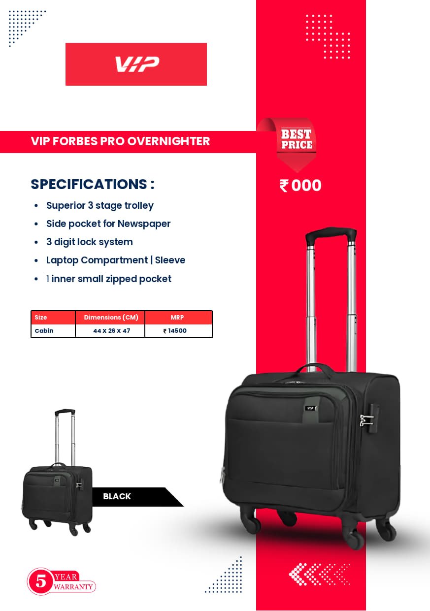 VIP Forbes Pro Overnighter Laptop Trolley Bag Catalog
