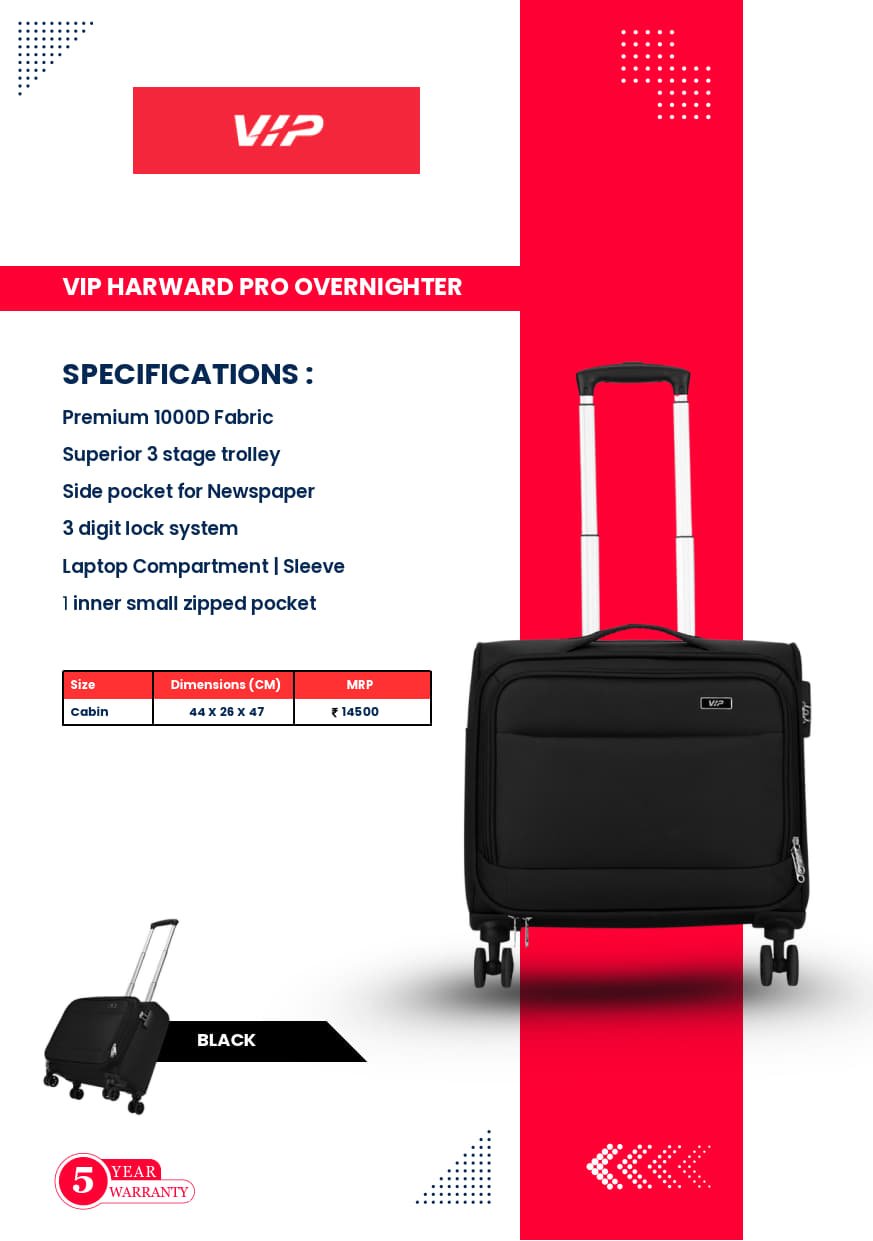 VIP Harward Pro Overnighter Laptop Trolley Bag Catalog