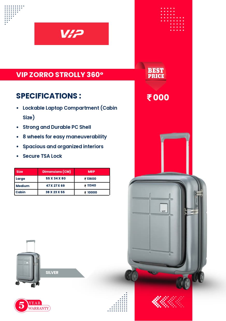 VIP Zorro Strolly Overnighter Laptop Trolley Bag